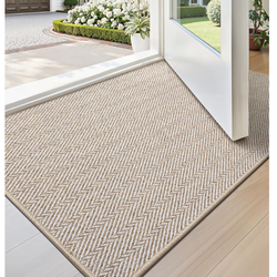 Beige Ultra Thin Indoor Door Mat for Entrance 24"x36", Non Slip Entryway Mat, Low Profile Doormat