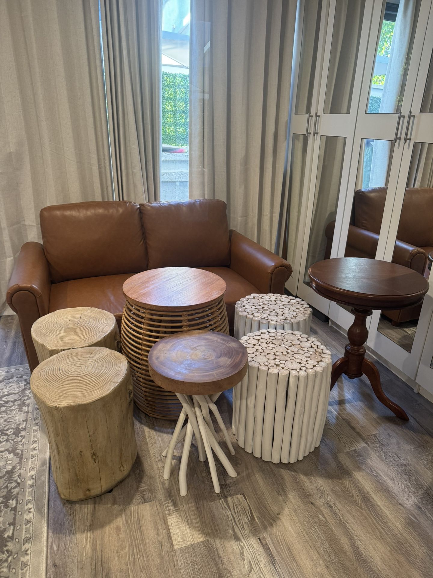 7 Item Bundle: Side Table / End Table / Coffee Table/ Small Ottoman
