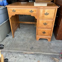 Vintage Solid Wood 4 Drawer Desk