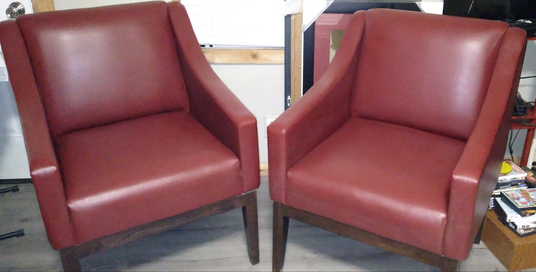 Pair Of Burgundy Accent Chairs