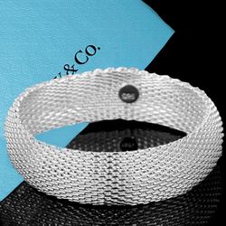 925 Sterling Silver Mesh Women's Bangle Bracelet