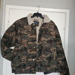 Men's Jacket XL Canvas Sherpa Army Chammara 