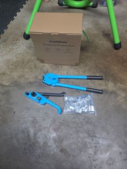 Heavy Duty 4-in-1 Manual Pallet Strapping Kit - 1000N Tensioner, Sealer, 1000 ft strap