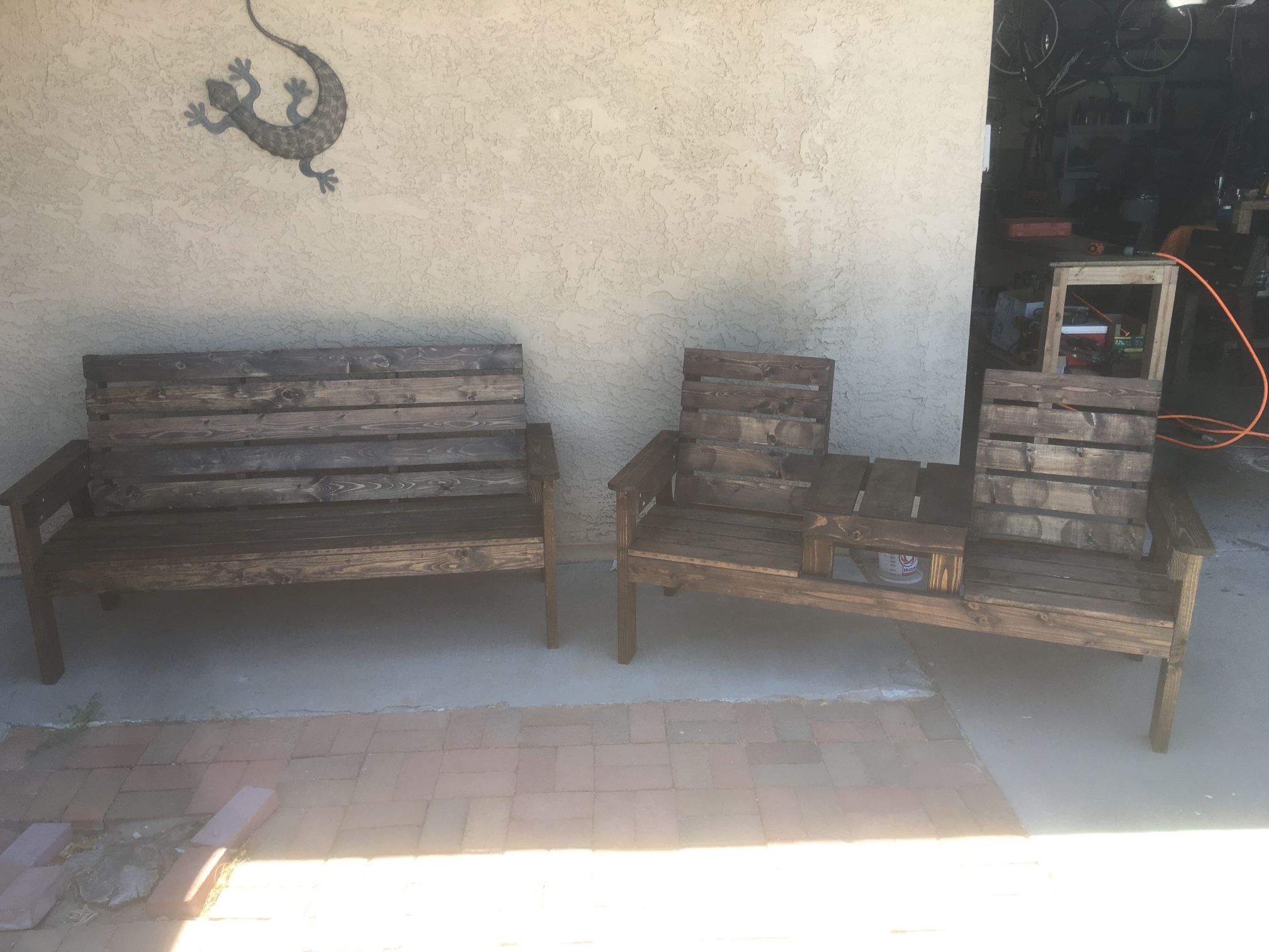 2 seater with table hand made out door patio furniture bench custom