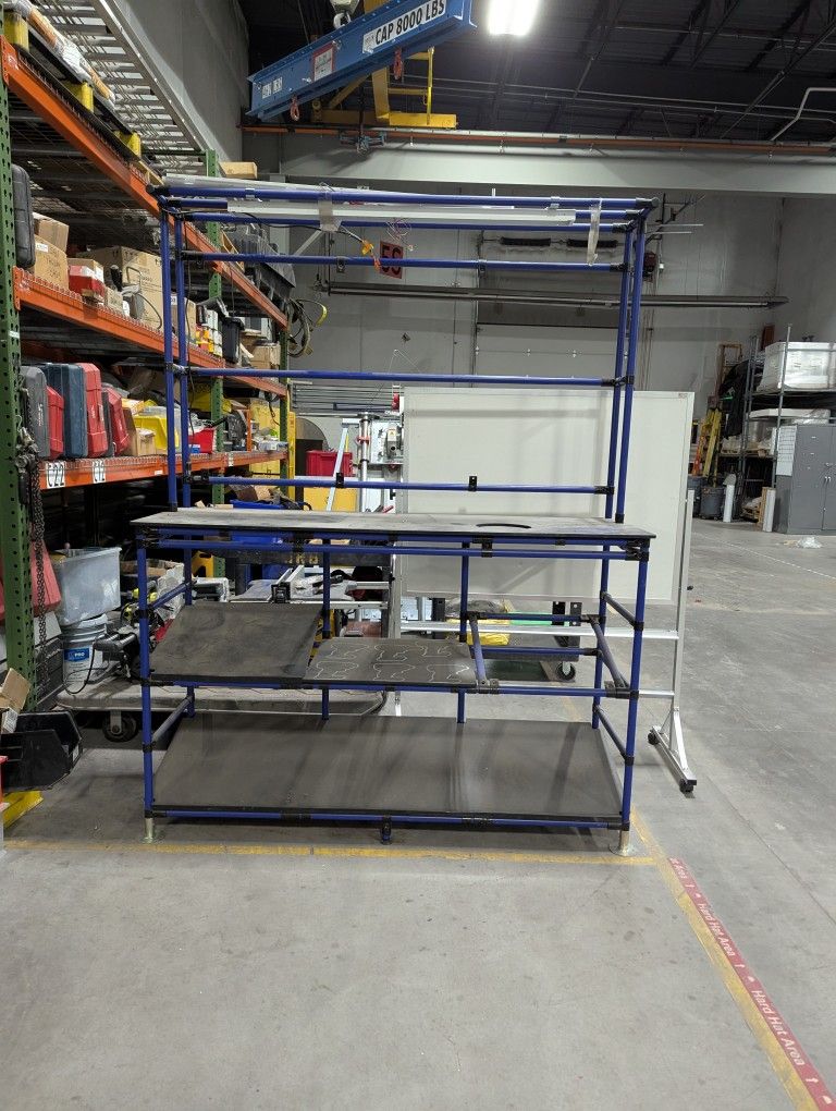Three Blue Workstations