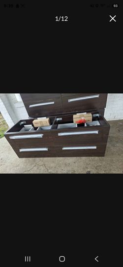 Double sink vanity floating Virtu USA Finley 54" Cabinet Only modern bathroom vanityKit Product Dimensions (W x D x H): 54 in. W x 18.7 in. D 19.7 in.
