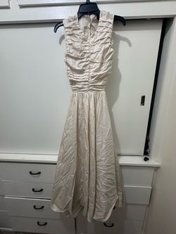 Moré Noir Sydney Ruched Cotton Midi Dress Ivory Cream - Women’s Size XS