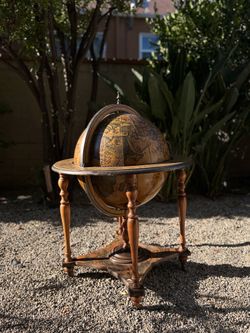 Italian Cocktail Bar Cart on Decorated World Map, 1950s