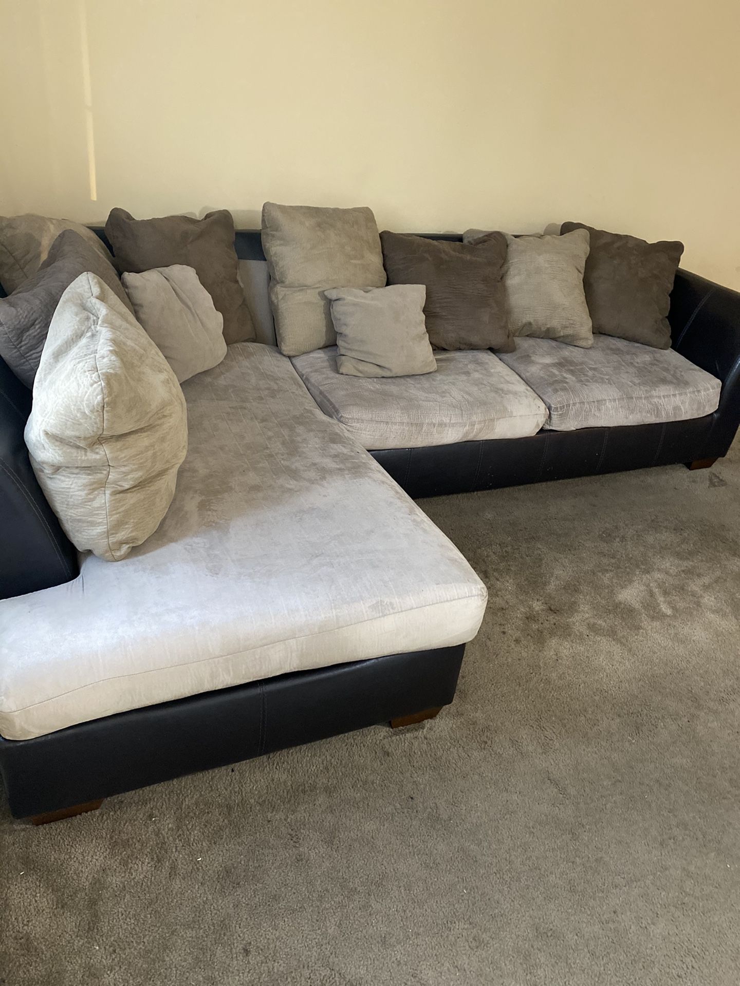 Sectional couch with pillows FREE