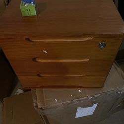 Wood Desk Organizer with 3 Drawers, Lockable Desktop Countertop Storage Cabinet for Home Office Supplies File Tabletop Storage Box