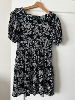 Black soft summer floral dress