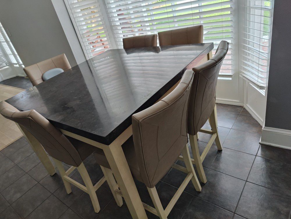 Counter Top Kitchen Table With 6 Chairs 