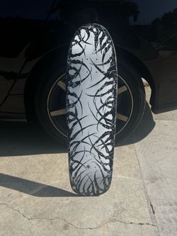 Distressed cyber sigilism gothic skateboard deck