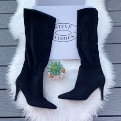 Steve Madden Black Suede Knee High Boots