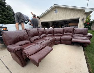 Genuine Leather Power Reclining Sectional Sofa – 2 Recliners