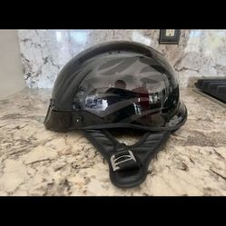 Genuine Harley Davidson Flame Spoiler Black Half Helmet Size Medium
