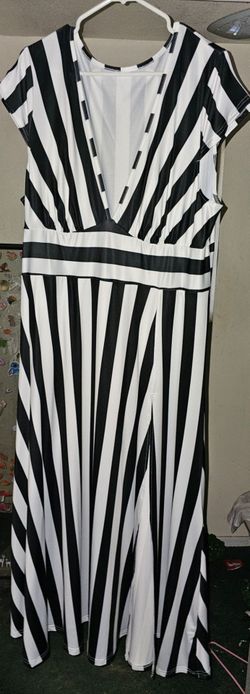 Black and White Striped Maxi Dress