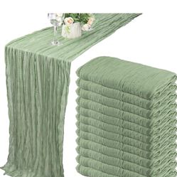 9 Pack Sage Green Table Runners 