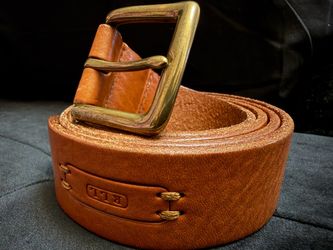 RRL Ralph Lauren Leather Gold Buckle Belt Vintage Women's Leather Belt Size M, 42inch