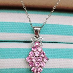 Genuine Pink Sapphire Pendant Necklace
