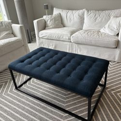 Blue Tufted Ottoman Table