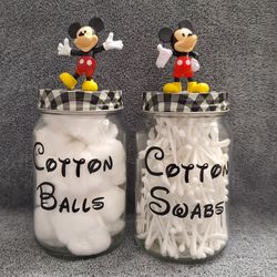 Mickey Mouse Cotton Ball And Cotton Swab Holders