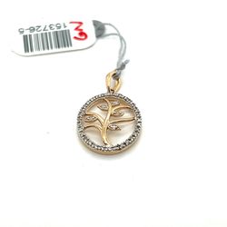 10kt Gold Diamond Pendant Open Oval Tree 1.30grams .10ctw 153726 5