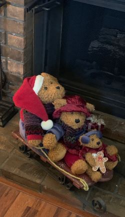 Wrought Iron Sleigh Bear Family