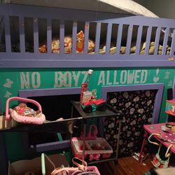 Purple Loft Bed And Playhouse In One