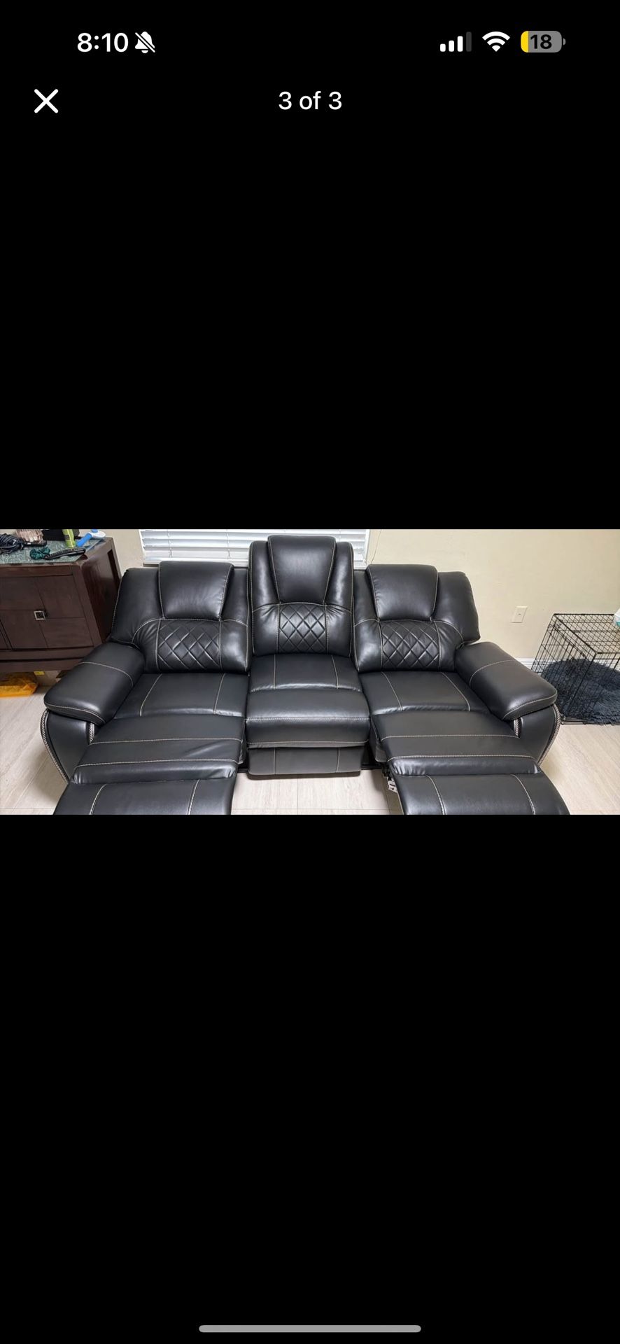 3 Seater Leather couch (power recliner)