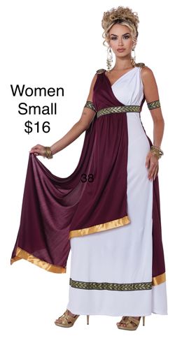Woman Greek Roman Toga Red Small Halloween