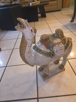 Vintage 1970s Chinese Tang-Style Ceramic Camel Statue