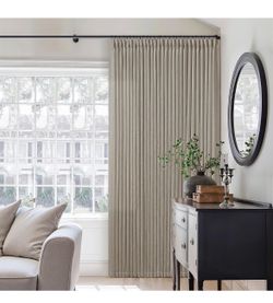🤍 Extra Wide 120” Taupe Pinch Pleated Linen Curtain – Single Panel