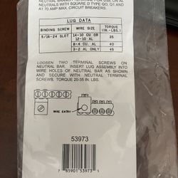 Square D 70 Amp Auxiliary Neutral Lug 