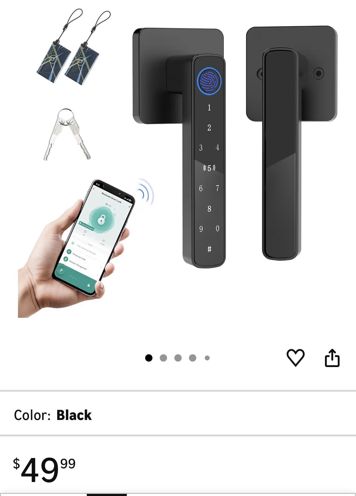 π In π¦ Fingerprint Door Lock-Smart Door knob,Biometric Door Locks,with App/Code/Backup Key/Fingerprint/IC Card,Keyless Entry Door Lock with Handle