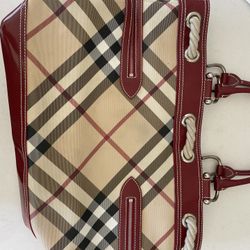 RARE Burberry Bag, Red & Plaid Color Slightly Used Great Deal