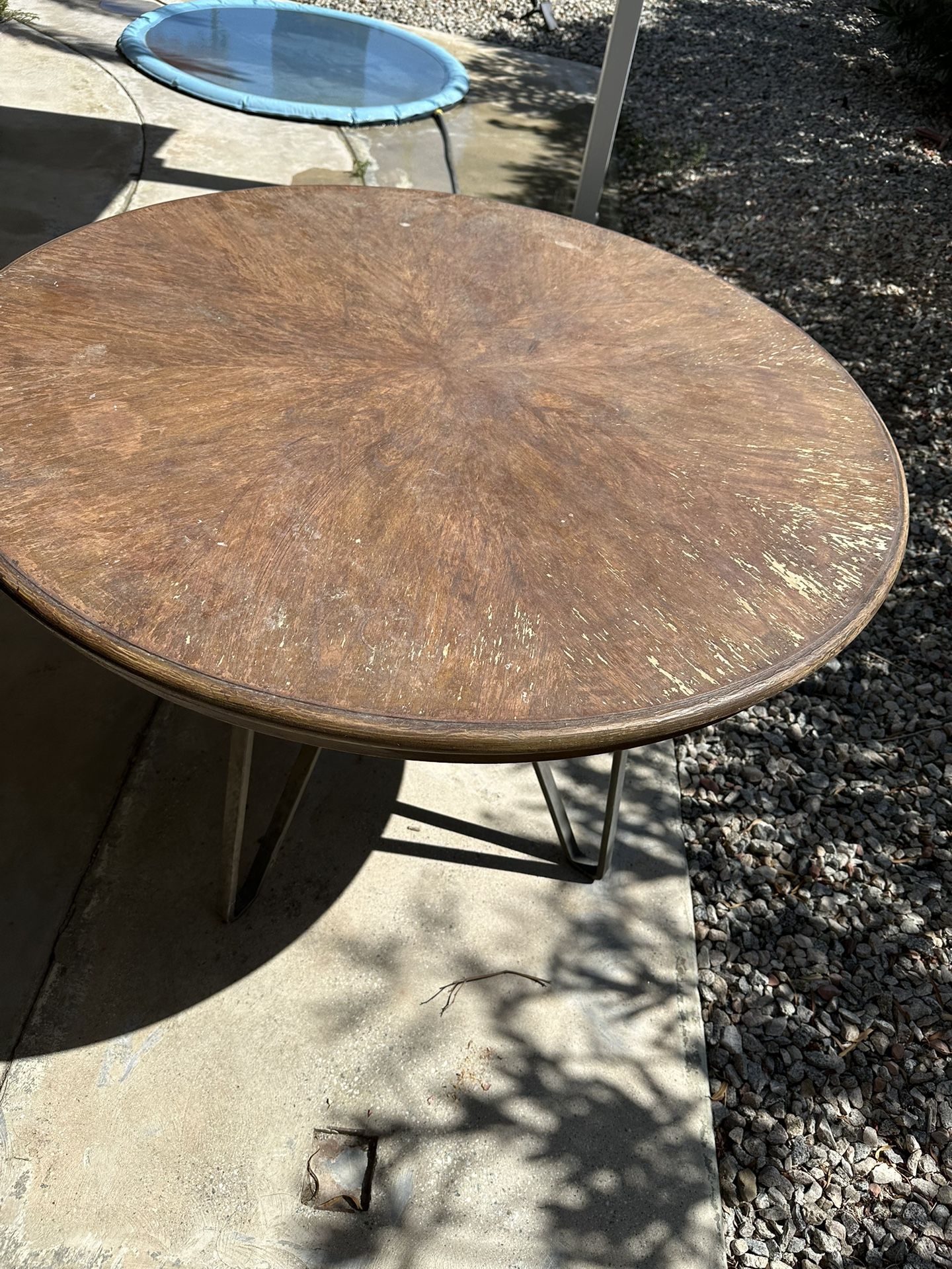 Free 45 inch round wood table with iron legs