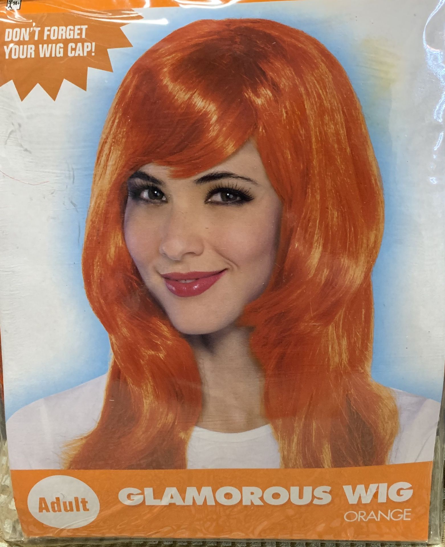 New adult long orange Glamorous costume wig