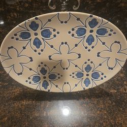 Large RAK Porcelain Serving Platter Blue Pattern