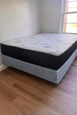 🌟 Queen Mattress, Box Spring, and Rails Frame Set - Delivery Today  And Pay On The Delivery