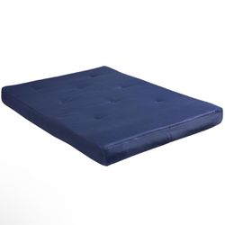 8 Inch Futon Mattress with Tufted Cover and Recycled Polyester Fill, Full, Blue