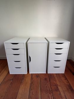 IKEA ALEX Storage Set – 2 Drawer Units + Cabinet – White – $125