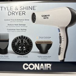 Conair 1875 Watt Style & Shine Dryer with 3 Attachments