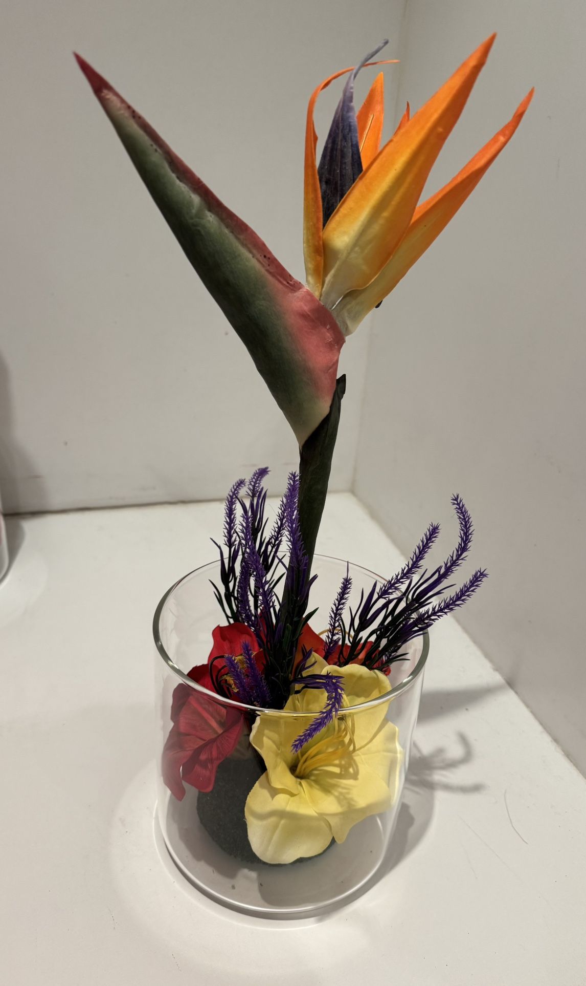 Birds Of Paradise Artificial Flowers In Glass Vase