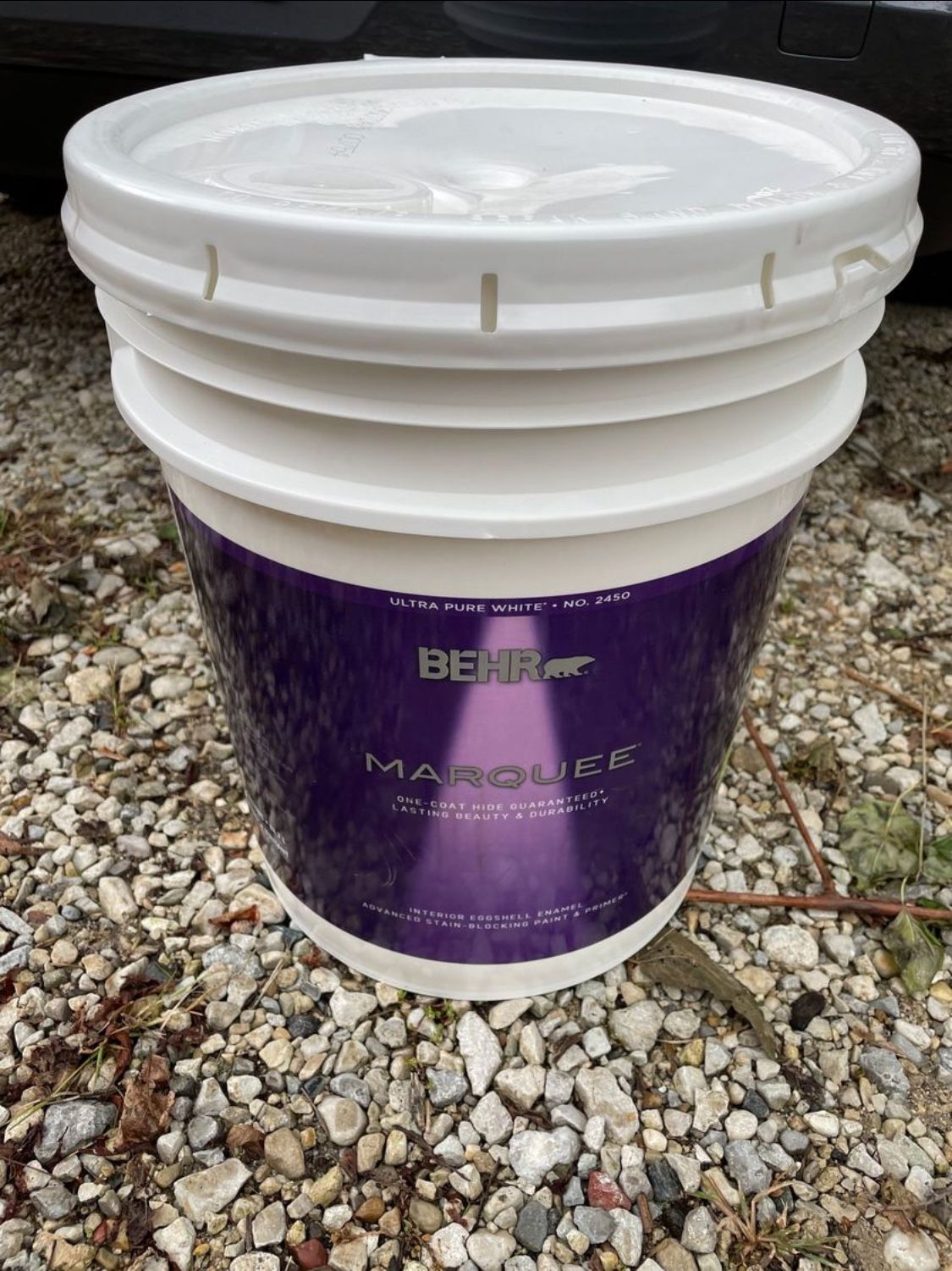 BEHR MARQUEE 5 gal. Ultra Pure White Eggshell Enamel Interior Paint & Primer