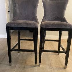 Gray Velvet Counter Stools