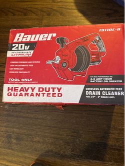 Bauer Cordless still new in the box auger used once 25 ft line no battery or charger asking 45