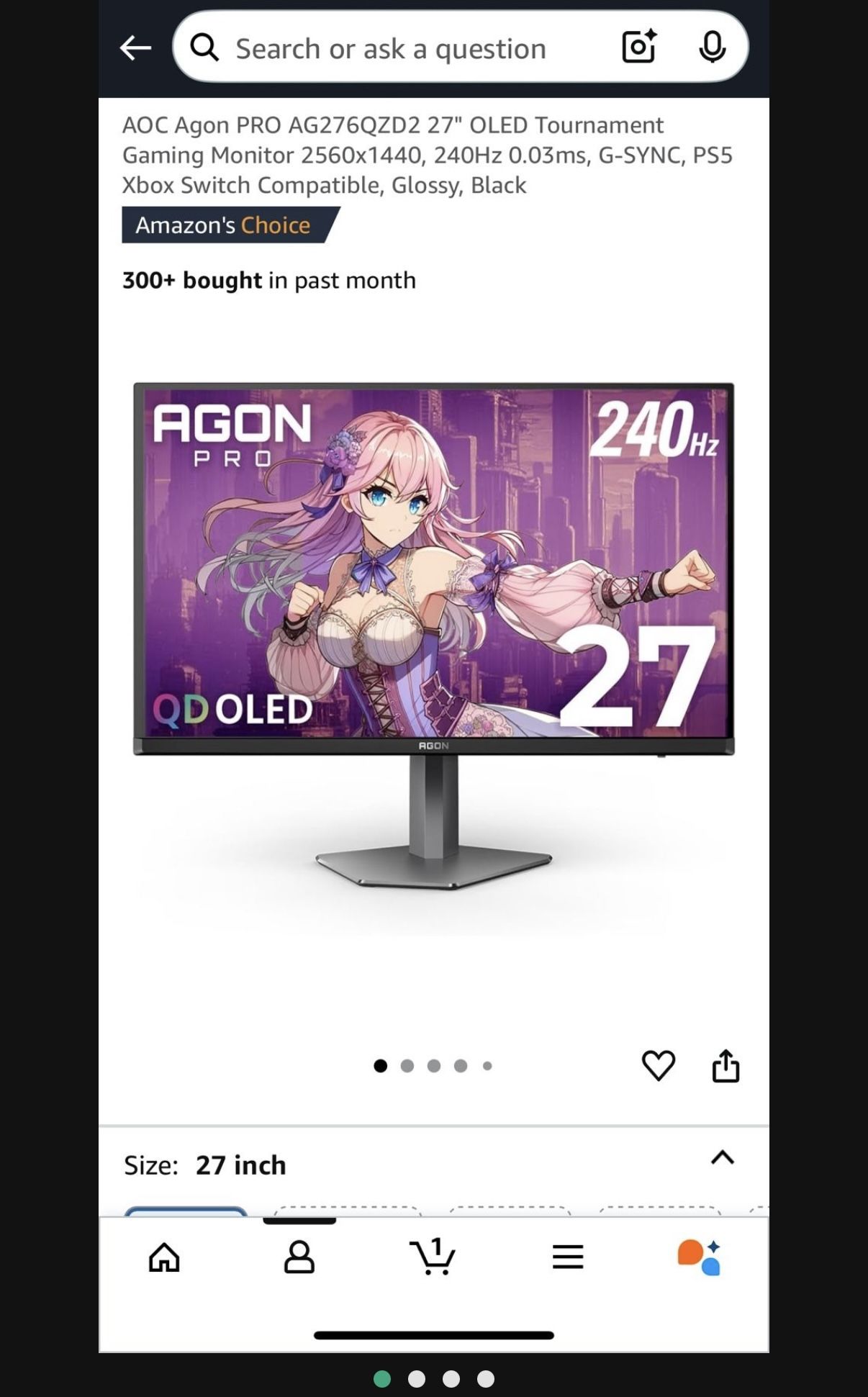 Agon Pro 27” OLED gaming Monitor 240hz