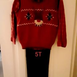 Boy Size 5T Reindeer 3-pc Outfit Set