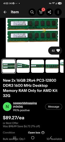 32gb ddr3 12800 AmD AM3 PC (16GBx2)